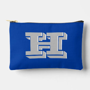 Pochette À Accessoires Police et bloc initial College Bleu et Argent