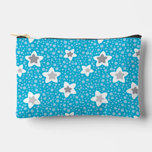 Pochette À Accessoires Polka bleu paradisiaque point rétro avec étoiles (Recto)