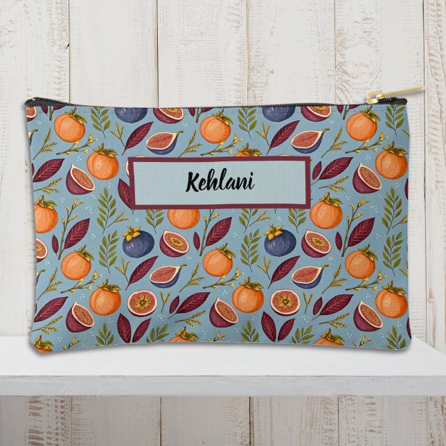 Pochette À Accessoires Pomegranate Orange Fern Purple Dusty Blue Monogram (Créateur téléchargé)