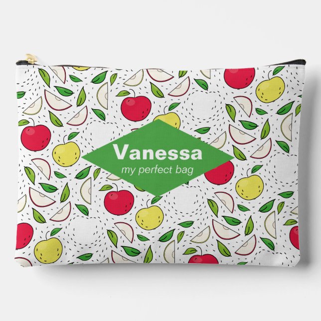 Pochette À Accessoires Pomme Rouge Jaune Vert Fruit Graphique Art Moderne (Recto)