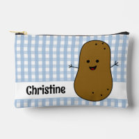 Pommes de terre marron Gingham bleu personnalisé