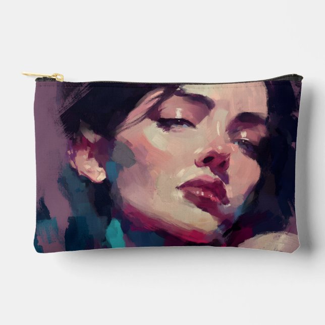 Pochette À Accessoires Portrait Abstrait de Lumière Néon (Recto)