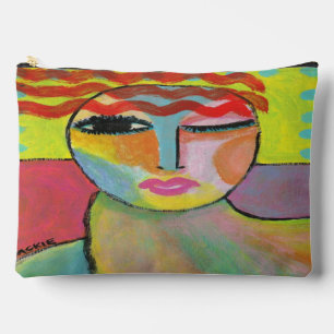 Pochette À Accessoires Portrait Abstrait d'une tête rouge