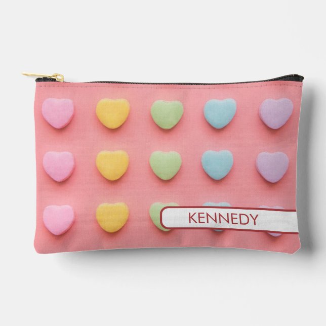 Pochette À Accessoires Portrait de Coeurs de bonbons (Recto)