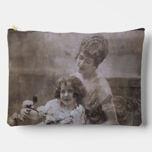 Pochette À Accessoires Portrait vintage Sepia mère et enfant