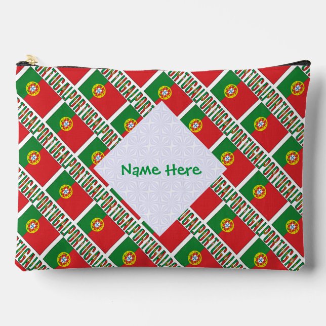 Pochette À Accessoires Portugal Portugais Drapeau Carrelé personnalisé (Recto)