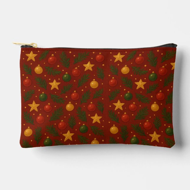 Pochette À Accessoires Pouch Accessoire de Noël Rouge - Vacances Classiqu (Recto)