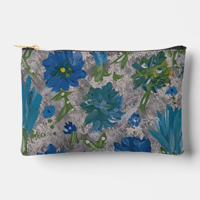 Pochette À Accessoires Pouch Accessoires Floraux Turquoise Daisy (Recto)