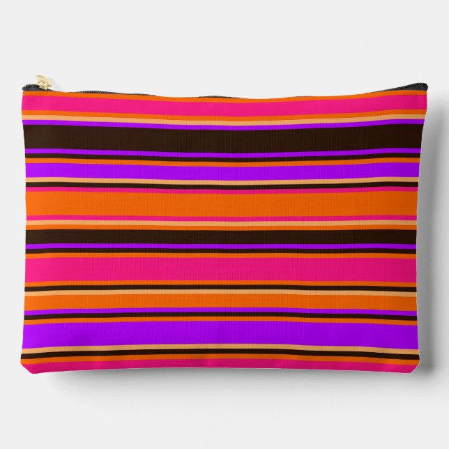 Pochette À Accessoires Pouch rayé gras, orange, magenta et violet (Recto)