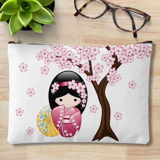 Pochette À Accessoires Poupée Kokeshi Printemps - Cute Japonaise Geisha G (Créateur téléchargé)