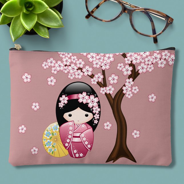 Pochette À Accessoires Poupée Kokeshi Printemps - Cute Japonaise Geisha R (Créateur téléchargé)