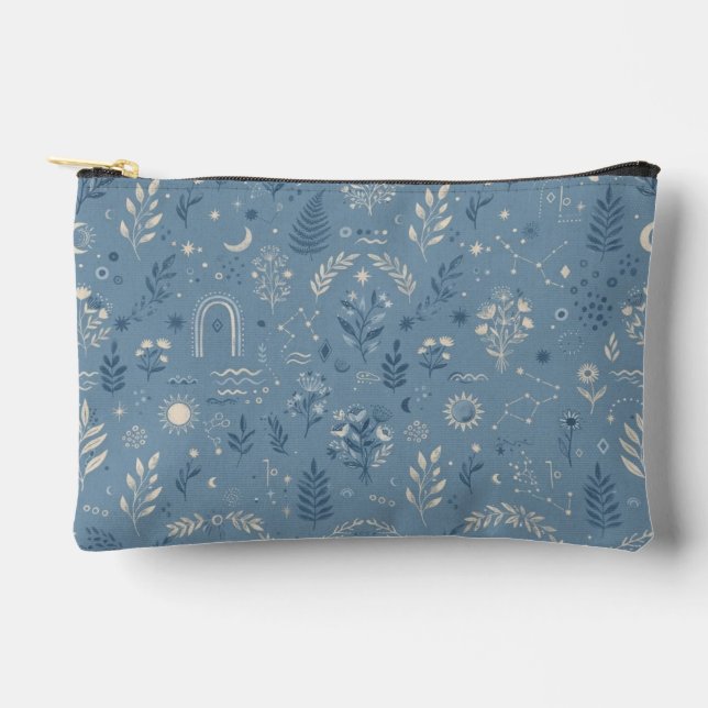 Pochette À Accessoires Poussière d'accessoire bleu céleste boho botanique (Recto)