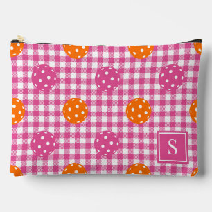 Pochette À Accessoires Préparation Pickleball Gingham Rose Orange Monogra