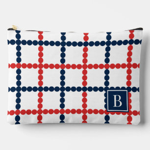 Pochette À Accessoires Préparé perlé à carreaux Rouge & Marine