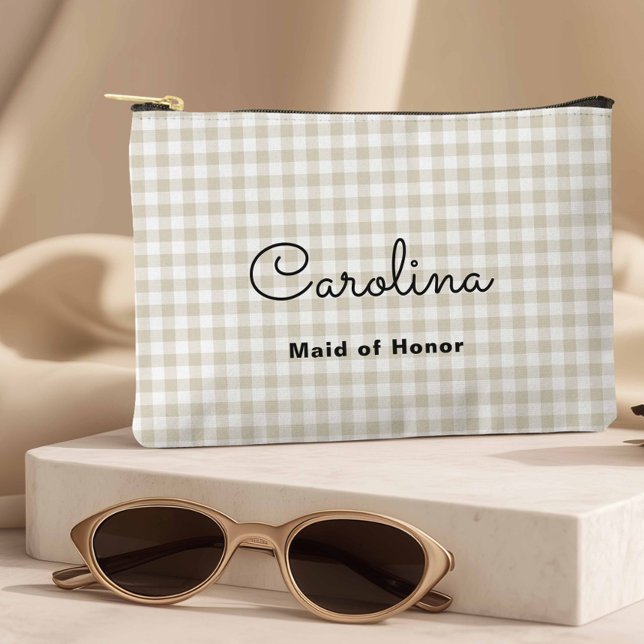 Pochette À Accessoires Préppy Beige À damiers Bridesmaid Voyage (Créateur téléchargé)