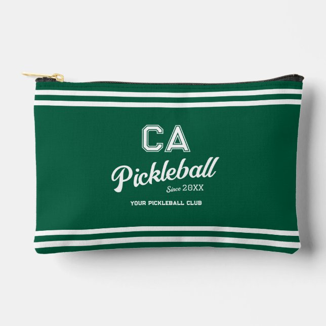 Pochette À Accessoires Preppy Green Pickleball Club Custom Crest Party (Recto)