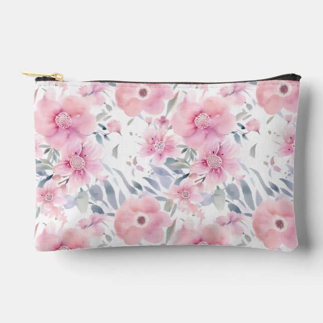 Pochette À Accessoires Pretty Pink Watercolor Flowers Toiletries Bag (Recto)