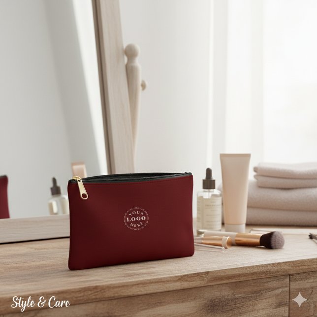 Pochette À Accessoires Promote Your Brand Maroon Small Custom (Promote Your Brand Maroon Small Custom Accessory Pouch)