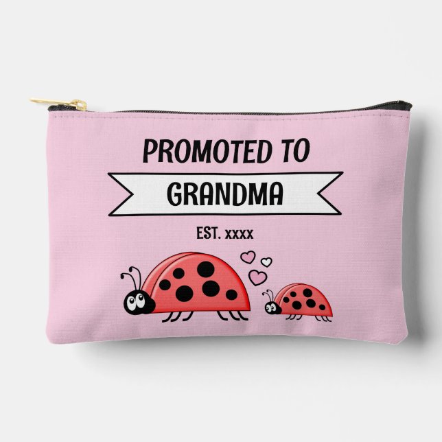 Pochette À Accessoires Promoted to Grandma ladybugs est year pink (Recto)