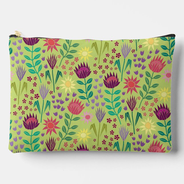 Pochette À Accessoires Protea Floral Block Imprimer Millefleur vert pâle (Recto)