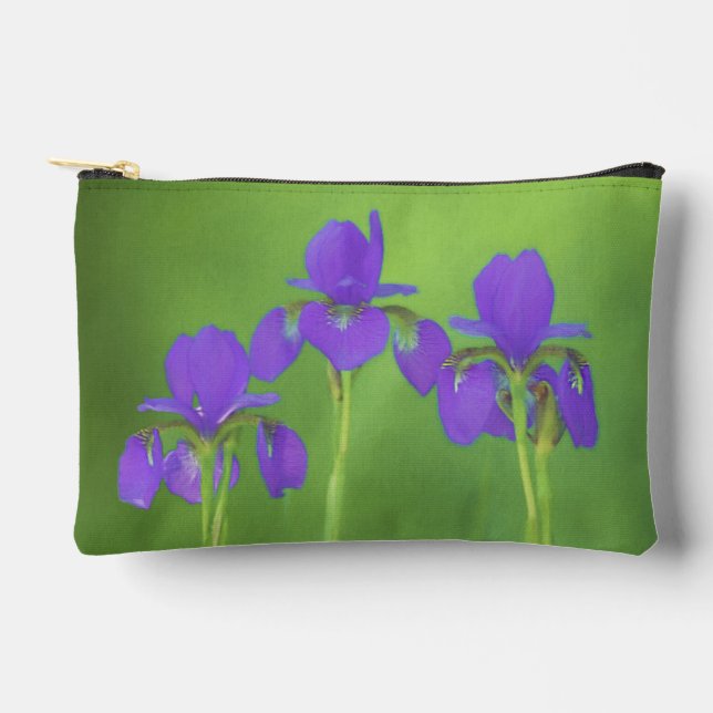 Pochette À Accessoires Purple Iris Trio Peinture Art Fleur Originale (Recto)