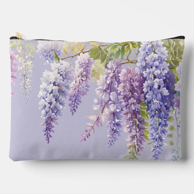 Pochette À Accessoires Purple lavande aquarelle glycine florale lilas (Recto)