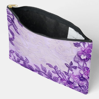 POCHETTE À ACCESSOIRES PURPLE & LAVENDER LACE LOOK FLEURS