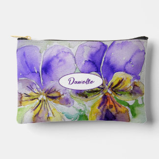 Pochette À Accessoires Purple Viola Watercolor Flower Girls Name Pansy