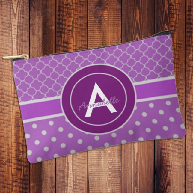 Pochette À Accessoires Quatrefeuille à pois violets (Créateur téléchargé)