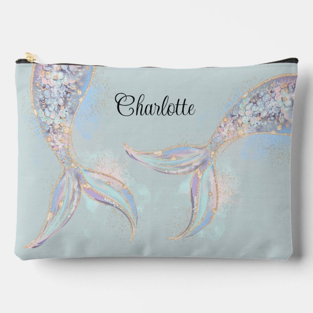 Pochette À Accessoires Queue de sirène turquoise Iridescendante personnal (Recto)