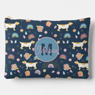 Pochette À Accessoires Quirky mignon Chien Rainbow Motif bleu Personnalis