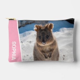 Pochette À Accessoires Quokka Animal Mignon sur la Plage Australie Rose