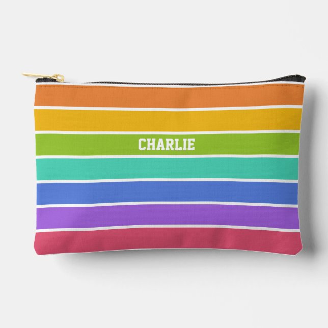 Pochette À Accessoires Rainbow Colours nom personnalisé (Recto)