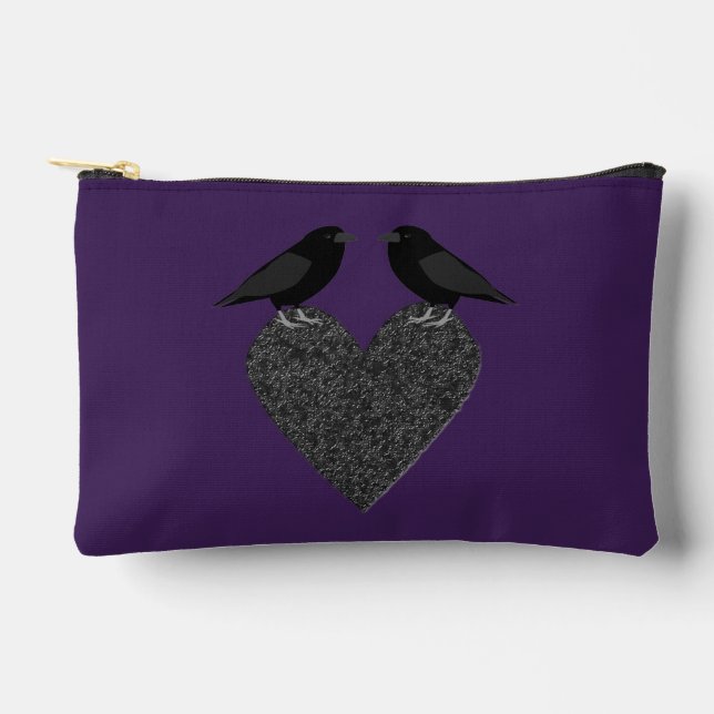 Pochette À Accessoires Ravens gothiques et le coeur noir (Recto)