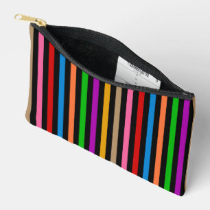 Pochette À Accessoires Rayures arc-en-ciel colorées - Noir