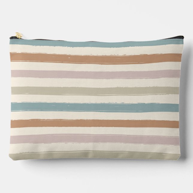Pochette À Accessoires Rayures Brosse Boho Tons Terreux Sans Couture (Recto)