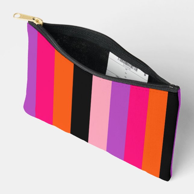Pochette À Accessoires Rayures contemporaines d'Halloween (Ouvrir)