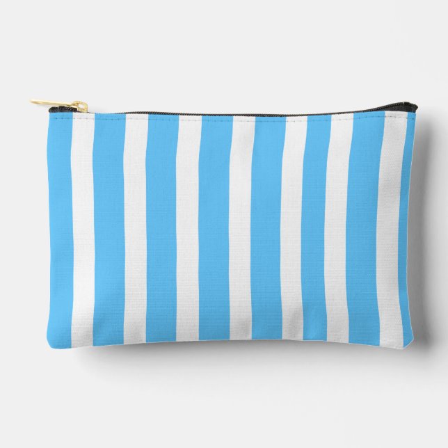 Pochette À Accessoires Rayures de cabane bleu ciel et blanc  (Recto)