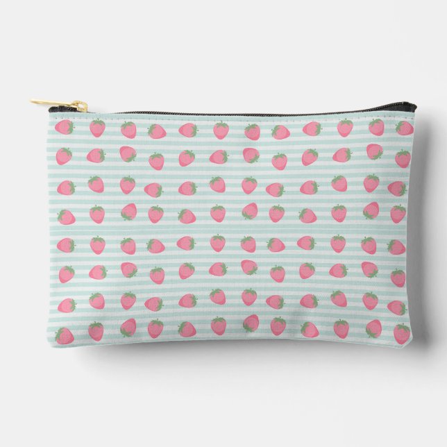 Pochette À Accessoires Rayures de fraise rose (Recto)