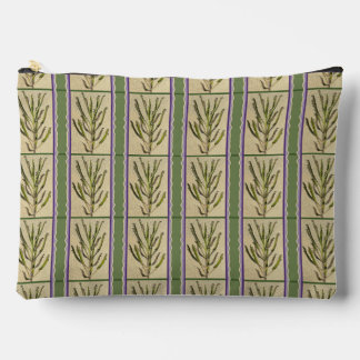 Pochette À Accessoires Rayures de Kalanchoes sur Vert de Mousse