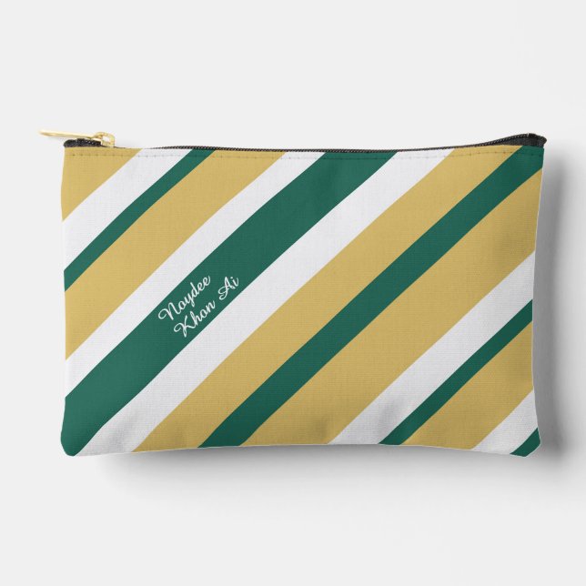 Pochette À Accessoires Rayures d'harmonie Vert Or Blanc (d) (Recto)