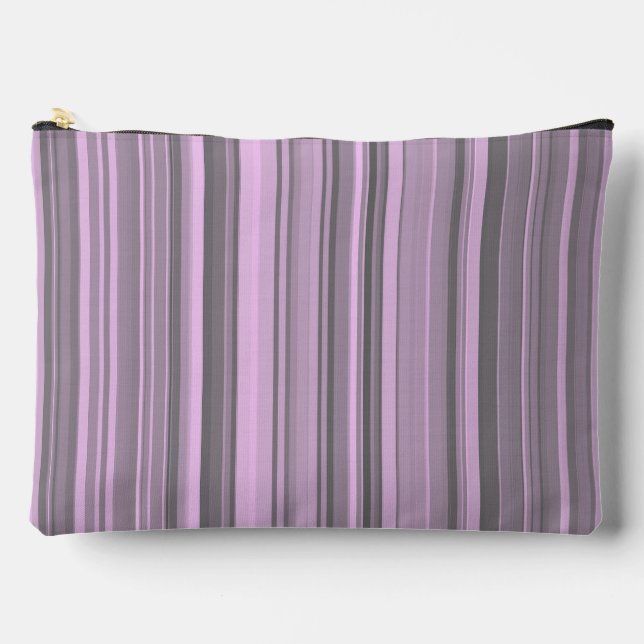 Pochette À Accessoires Rayures Grises Violettes Grandes (Recto)