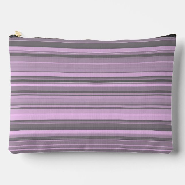 Pochette À Accessoires Rayures Grises Violettes Grandes (Recto)