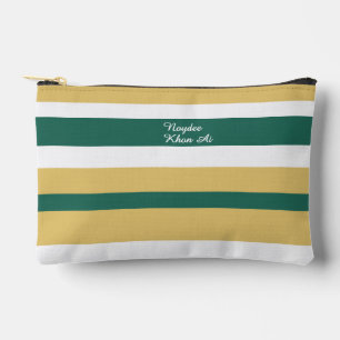 Pochette À Accessoires Rayures Harmonieuses Lignes Vert Or Blanc