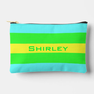 Pochette À Accessoires Rayures larges jaunes, vertes et bleues par Shirle