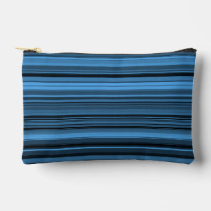 Pochette À Accessoires Rayures Noir Bleu Petit