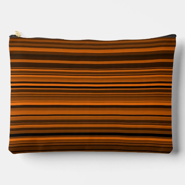 Pochette À Accessoires Rayures orange marron noir grandes (Recto)