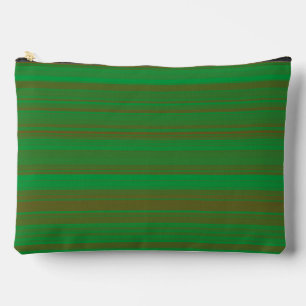 Pochette À Accessoires Rayures Vert Marron Large