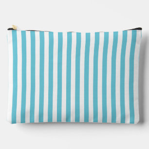 Pochette À Accessoires Rayures verticales classiques bleu clair et blanc