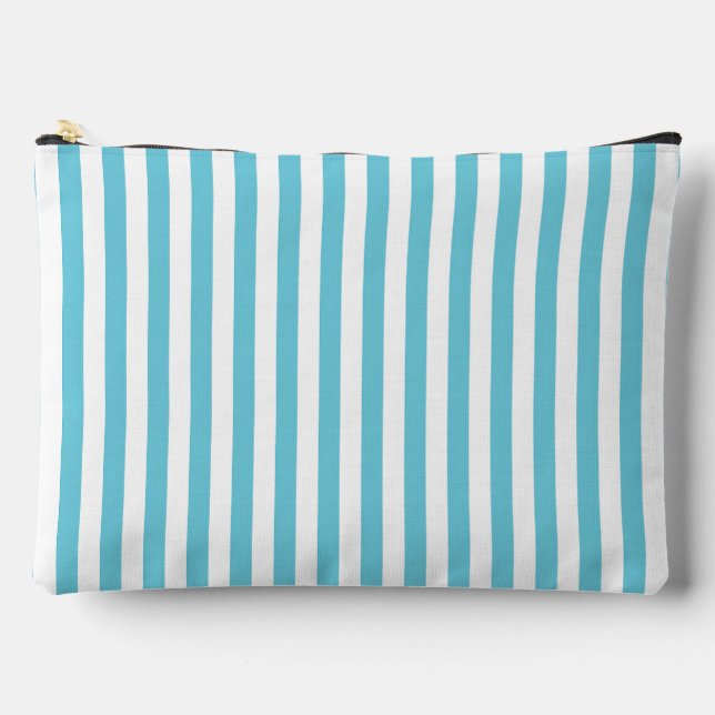 Pochette À Accessoires Rayures verticales classiques bleu clair et blanc (Recto)